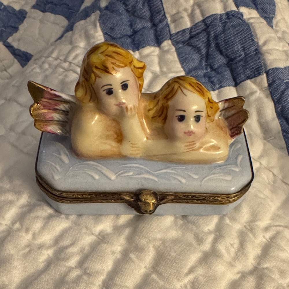 Limoges france cherub angel trinket box
